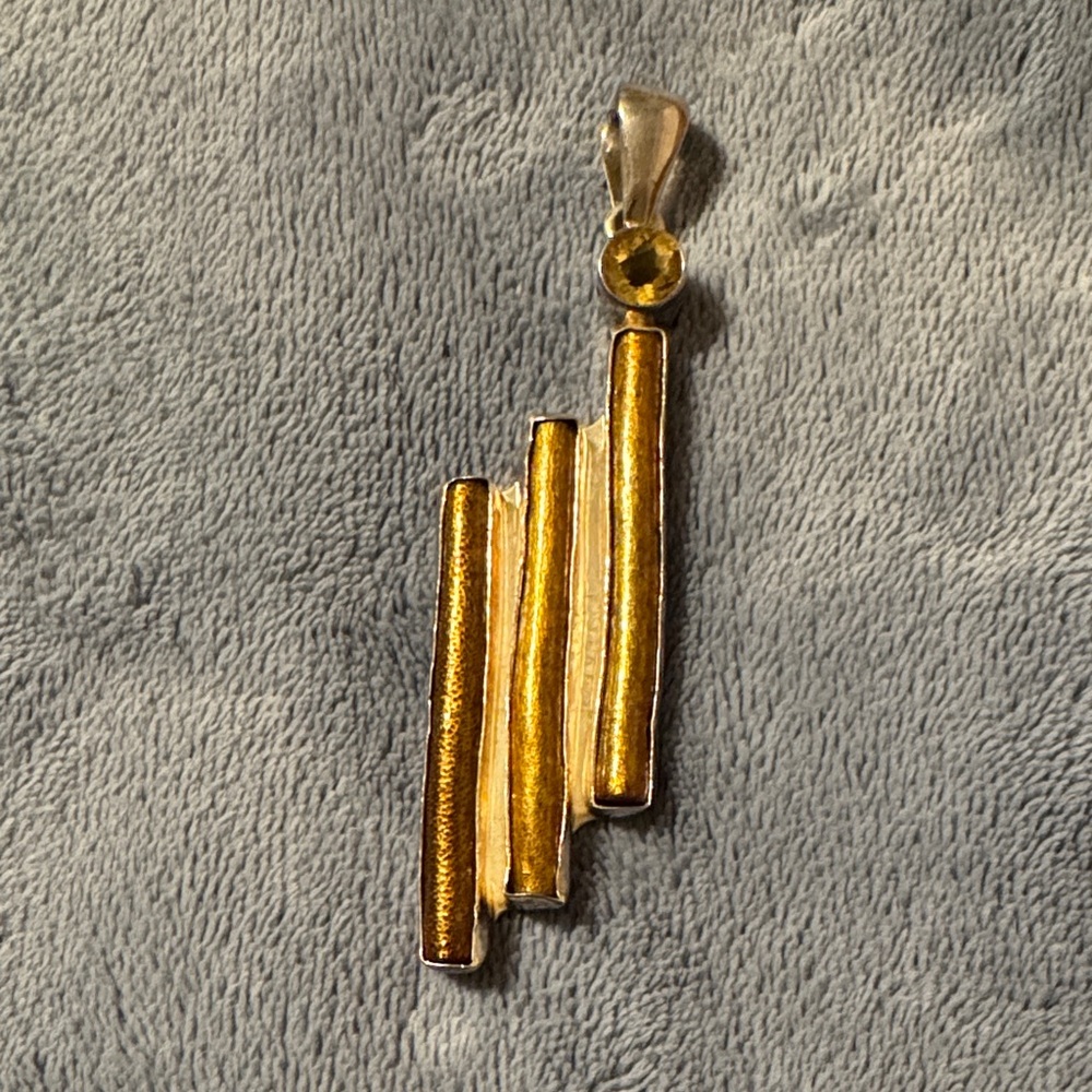 Charles Albert Gold and Silver Bar Pendant